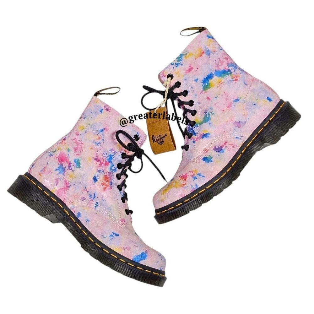 NWT Dr. Martens 1460 Pascal Confetti Lace Up Moto Boot Size 7 RARE NWD - Picture 8 of 11